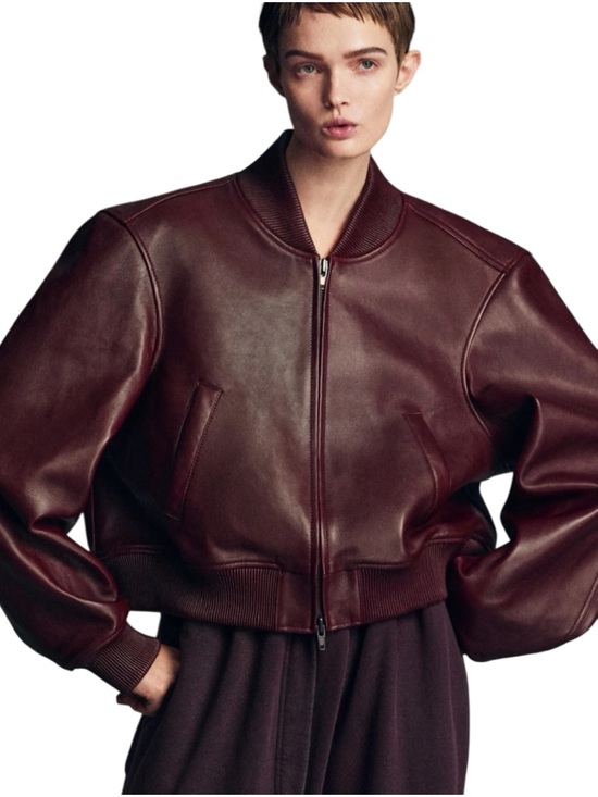 H&M Studio Collection Jackets & Blazers - H&M STUDIO COLLECTION 2026 NWT Burgundy
Leather Bomber Jacket in Sz M